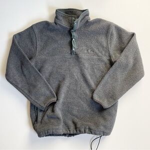 Vintage L.L. Bean Charcoal Gray Pullover Snap Front Fleece w Green Trim